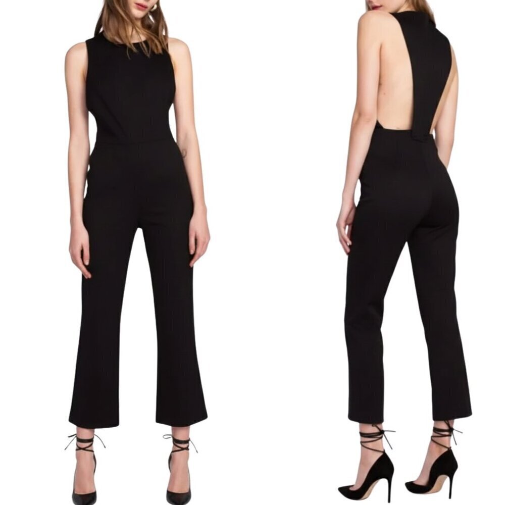 NEW Wildfox Nikia Mad Maven Twill Cropped Jumpsuit in Black